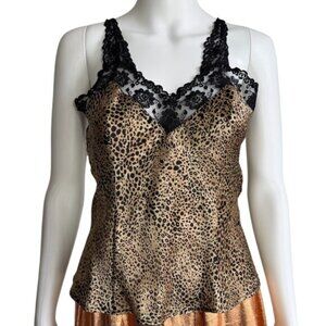 Silkscreen Leopard Print Lace Trim Silk Cami – Size S